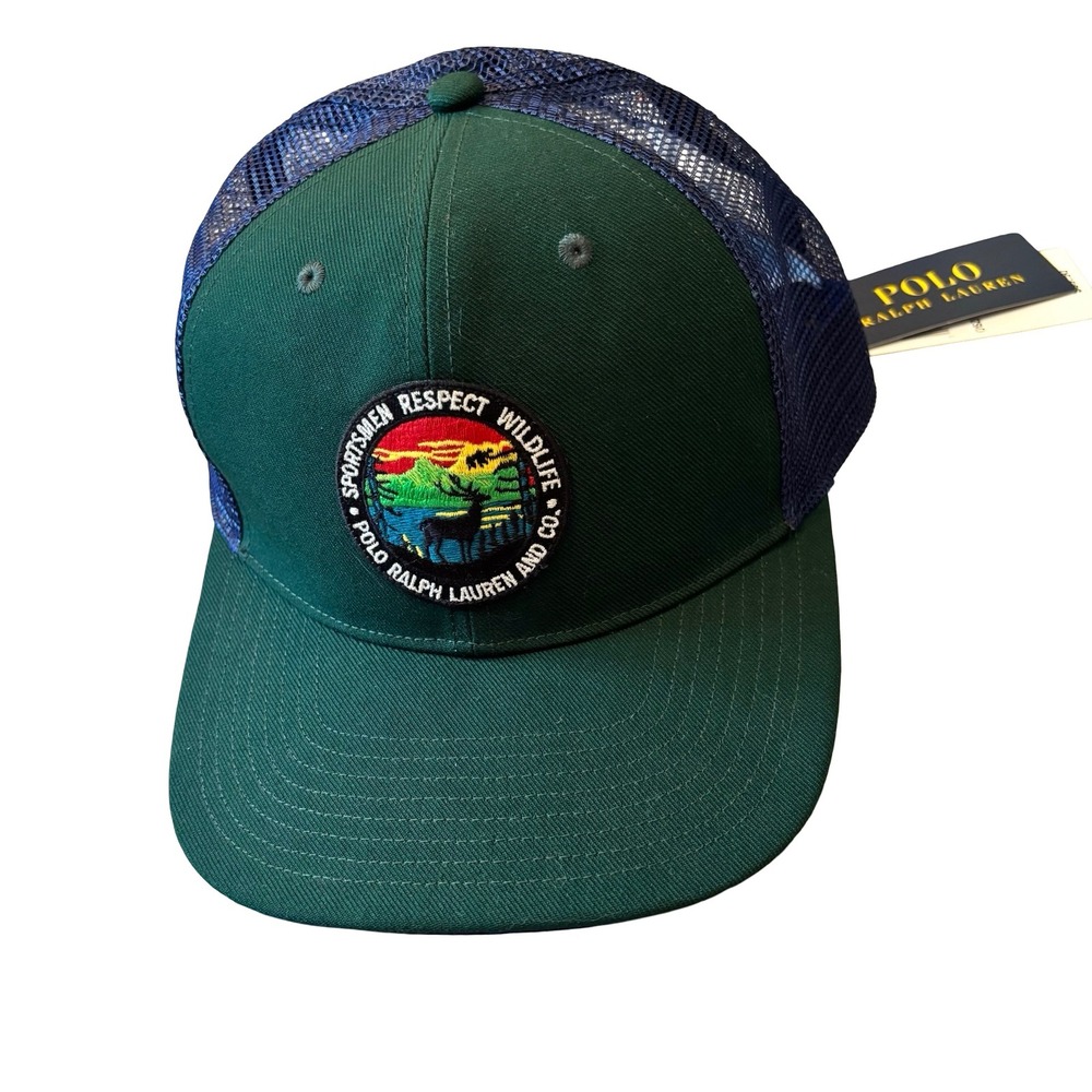 Polo Ralph‎ Lauren Sportsmen Respect Wildlife Trucker Hat Green Navy NWT 58cm